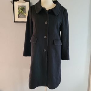 Theory Black Wool Button-Front Long Coat